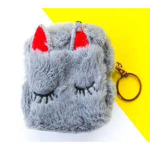 Grey Sleeping Kitty Coin Pouch for Girls