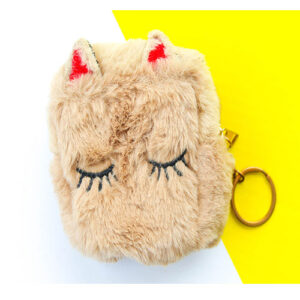 Chocolate Sleeping Kitty Coin Pouch for Girls