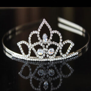 Charming Silver Princess Crown With White AD Stone for Girls