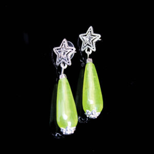 Agate Stone Earrings- Lite Green