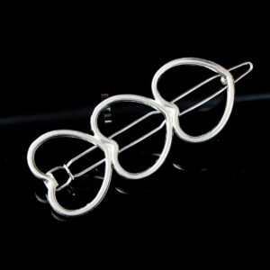 Triple Heart Minimalist Matt Finish Silver Hair Clip for Women