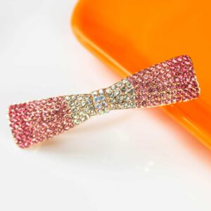 Trendy Stylish Sleek CZ Stone Embedded Pink Hair Clip