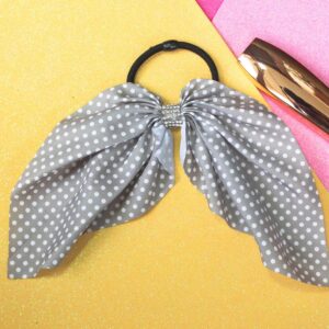 Polka Design Lite Brown Bow Tie Ponytail Holder