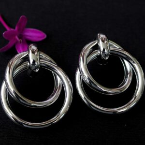 Elegant Double Hoop Silver Fashion Korean Earrings