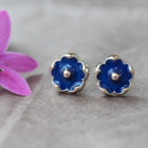 Cute Blue Flower Stud Earrings