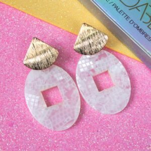 Elegant Ovel Shaped White Western Earrings