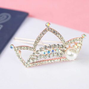 Stunning Rose Gold Crown Design Minimalist Hair Clip with Pearl