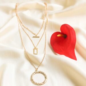 Ultra Stylish Gold Plated Triple Chain Party Wear Designer Circle Long Chain