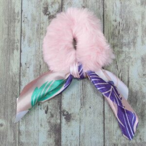 Ultra Soft Cute Bow Tie PontTail Scrunchie Hair Band Peach