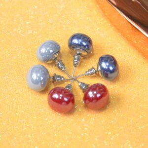 High Quality Red Dark Blue & Grey Stud Earrings Combo