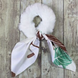 Ultra Soft Cute Bow Tie PontTail Scrunchie Hair Band White