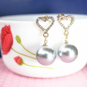 Beautiful Heart Shaped Dangler Earrings with Silver Pearl