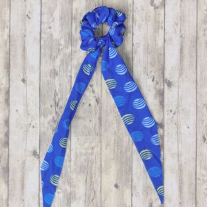 Ball Design Blue Long Tail Ponytail Scrunchie