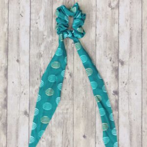 Ball Design Green Long Tail Ponytail Scrunchie