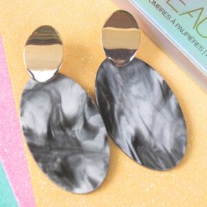 Ultra Stylish Ovel Shaped Black & White Color Western Earrings