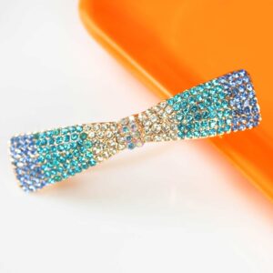 Trendy Stylish Sleek CZ Stone Embedded Sky Blue Hair Clip