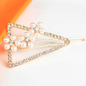 Cute Triangle with Pearl Flowers Minimalist Hair Clip