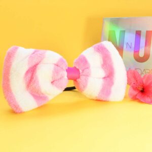 Ultra Soft Fancy Pink Bow Tie Ponytail Holder