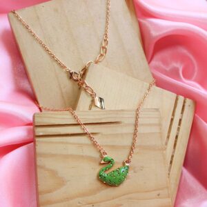 Elegant Rose Gold Plated Lite Green Swan Chain