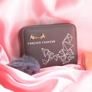 Cute High Quality Mini Wallet with Ash Pompom for Girls