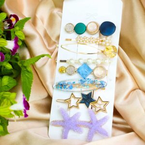 Cute Geometric Shaped Star Fish Minimalist Hair Clips Set