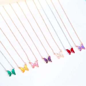 Elegant High Quality Crystal Multicolor Butterfly Neck Piece