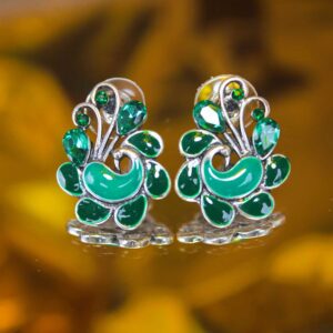 Alluring Trendy Green Color Peacock Stud Earrings