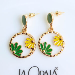 Trendy Cute Circle Green Meenakari Dangler Earrings