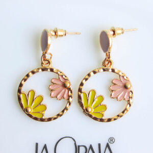 Trendy Cute Circle Dark Peach Meenakari Dangler Earrings