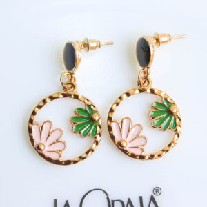 Trendy Cute Circle Black Meenakari Dangler Earrings