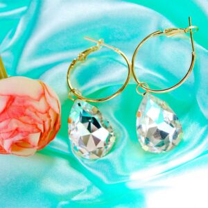 Charming Gold Ovel Crystal Party Wear Hoop Earrings