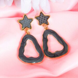 Funky Star Triangle Grey Dangler Earrings