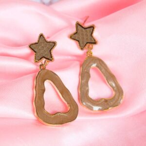 Funky Star Triangle Brown Dangler Earrings