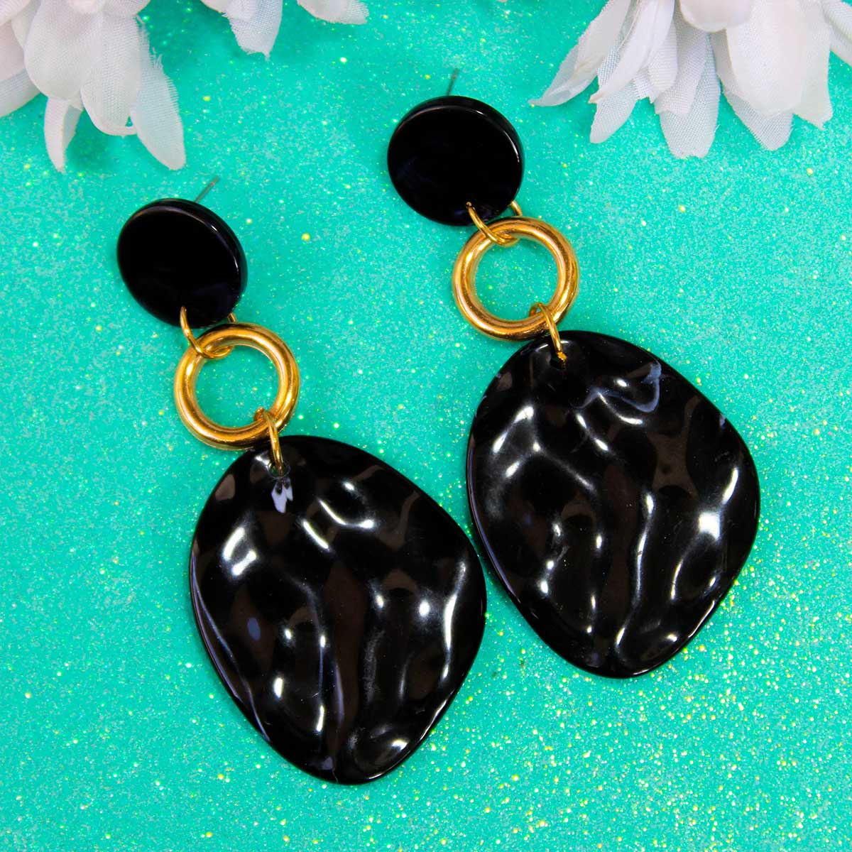 Black Plated Cubic Zirconia Black Stone Western Earrings for Office user &  Girls