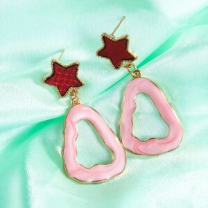 Funky Star Triangle Baby Pink Dangler Earrings