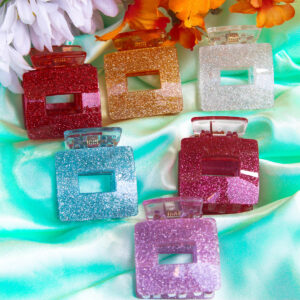 Ultra Stylish High Quality Colorful Hollow Square Glitter Hair Clips