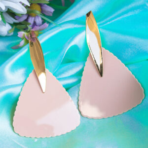 Stunning Geometric Soft Triangle Shaped Cream Western Earrings