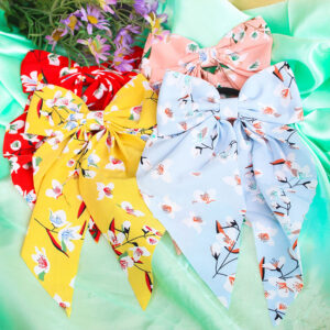 Trendy BowTie Floral Ponytail Scrunchies