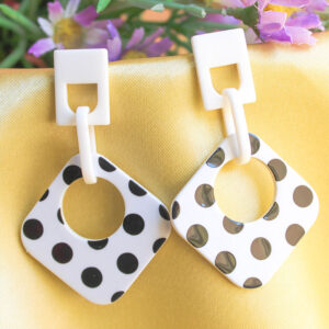 Black White Polka Design Earrings