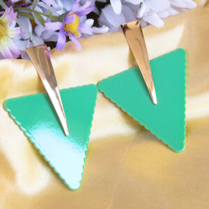 Stunning Geometric Triangle Shaped Green Western Earrings