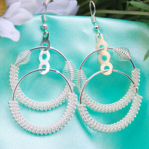 Stunning Twin Circle Silver Plated Dangler Earrings