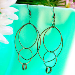 Lovely Long Oval Black Metal Dangler Earrings