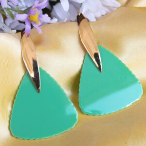 Stunning Geometric Soft Triangle Shaped Green Western Earrings