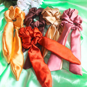 Vintage Look Premium Quality Satin Ponytail Metallic Scrunchies