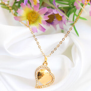 Beautiful Gold Chain with Heart Shaped CZ Pendant