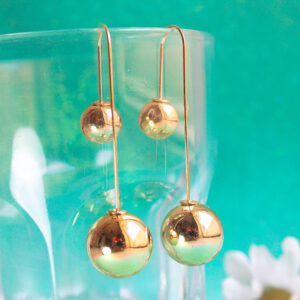 Trendy Long Gold Ball Earrings