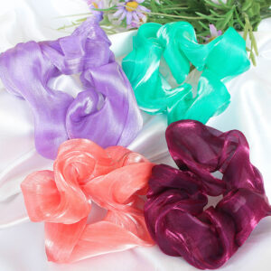 High Quality Colorful Shiny Silk Big Scrunchies