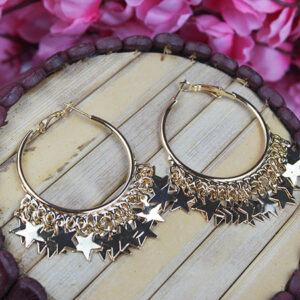 Trendy Gold Star Hoop Earrings