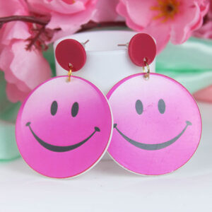 Pink Smiley Emoji Earrings