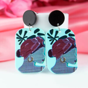 Beautiful Elegant Lady Design Rectangle Earrings